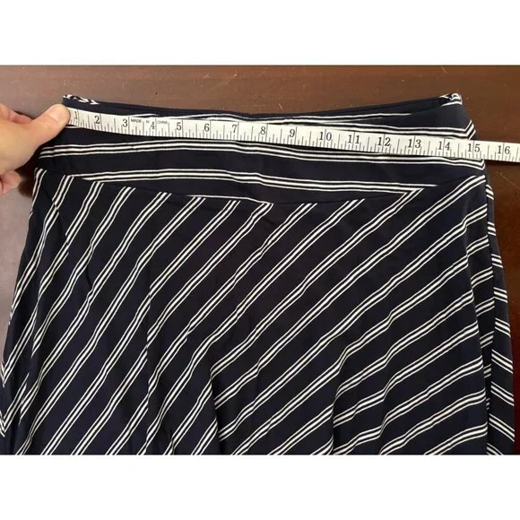 Talbots Navy Nautical Striped Pull on Skirt Maxi Length Size Small - Picture 8 of 9